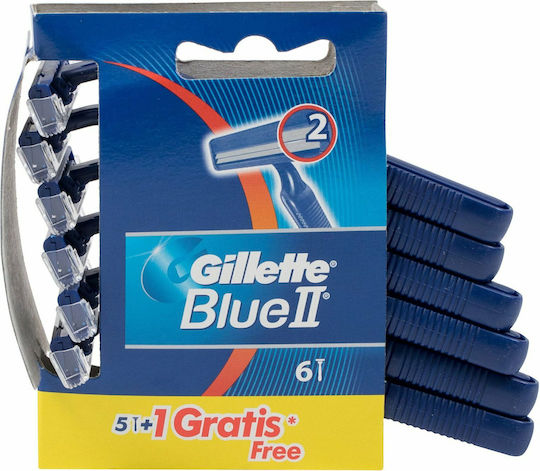 Gillette Blue II Ξυραφάκια μιας Χρήσης με 3 Λεπίδες 6τμχ