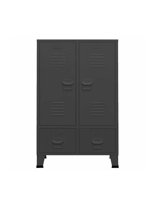 Zweiflügeliger Schrank Metallisch mit Trennwand & 2 Regale Charcoal 67x35x107cm