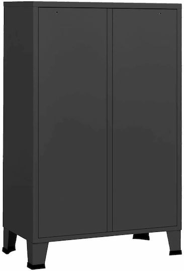 Double Door Wardrobe Metallic with Divider & 2 Shelves Charcoal 67x35x107cm