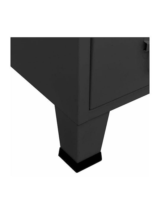 Zweiflügeliger Schrank Metallisch mit Trennwand & 2 Regale Charcoal 67x35x107cm