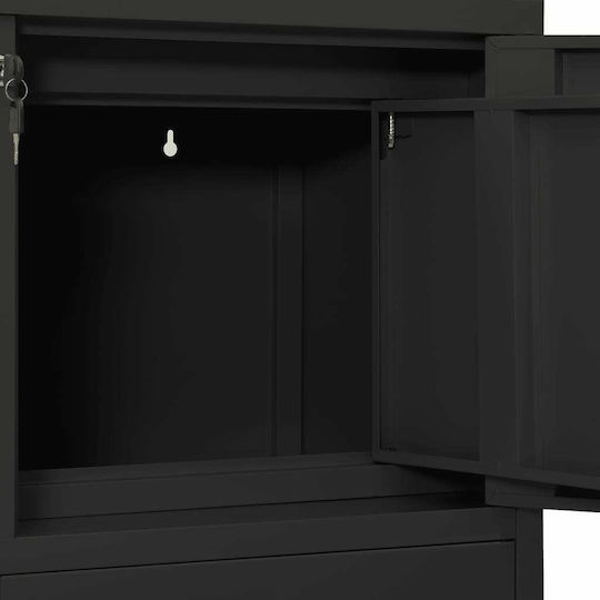 Double-leaf Metallic Outdoor Storage Cabinet with Locking Capability with 1 Shelf Anthracite 90x40x102 cm