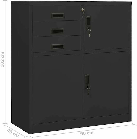 Double-leaf Metallic Outdoor Storage Cabinet with Locking Capability with 1 Shelf Anthracite 90x40x102 cm