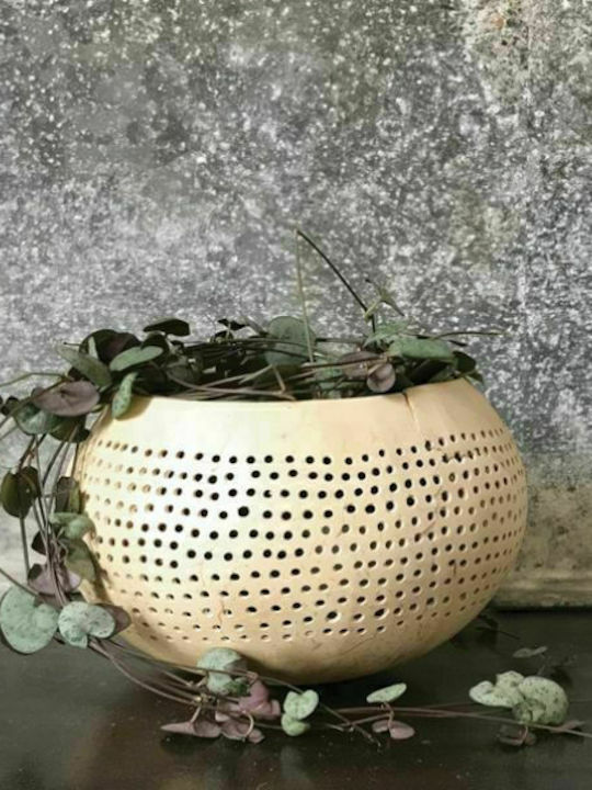 Synchronia Διακοσμητικό Μπωλ Ξύλινο Κρεμ 13x13x10cm