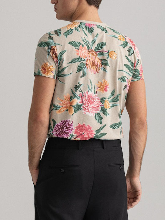 Gant Ανδρικό T-shirt Μπεζ Floral