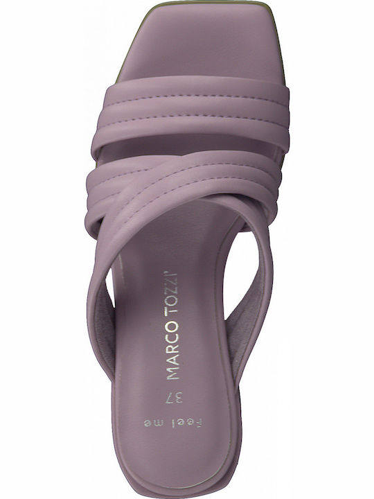 Mules with Chunky High Heel in Lilac Color
