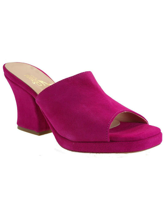 Smart Cronos Chunky Heel Leather Mules Purple