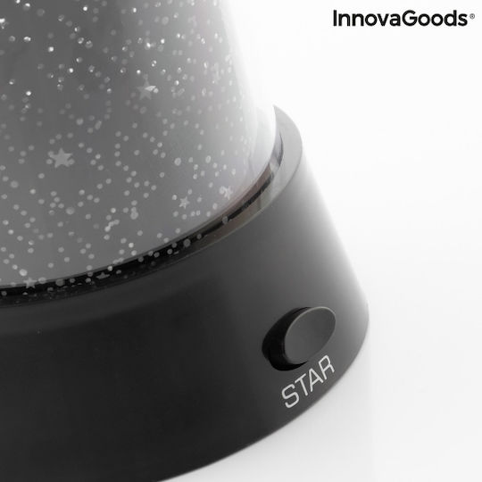 InnovaGoods LED Drehend Kinderprojektorlampe Vezda mit Sternenprojektion Schwarz 10.5x10.5x11.5εκ.