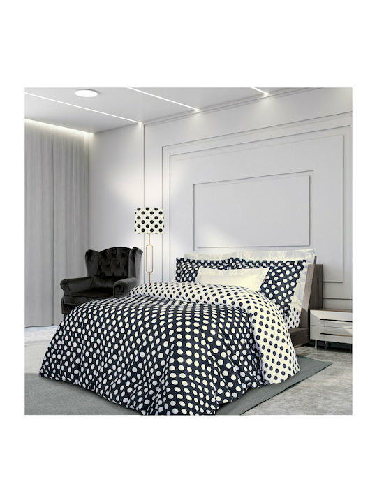 Greenwich Polo Club Duvet Cover Set Cotton Satin King with 2 Pillowcases 220x240 Premium Ecru / Black