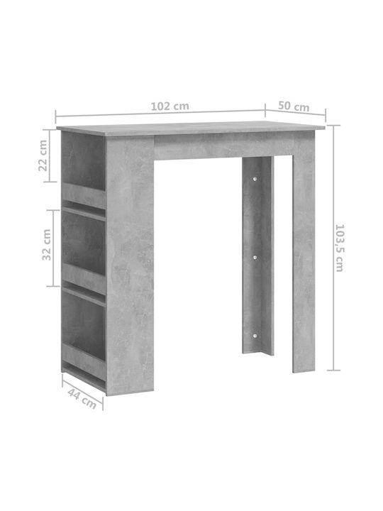 Table Bar Wooden Grey Concrete 102x50x103.5cm