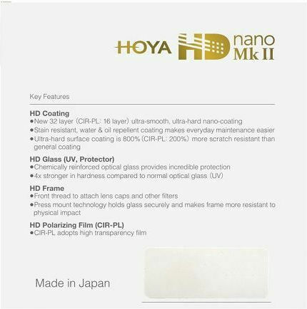 Hoya Nano Mk II Filter HD / UV 49mm for Camera Lenses