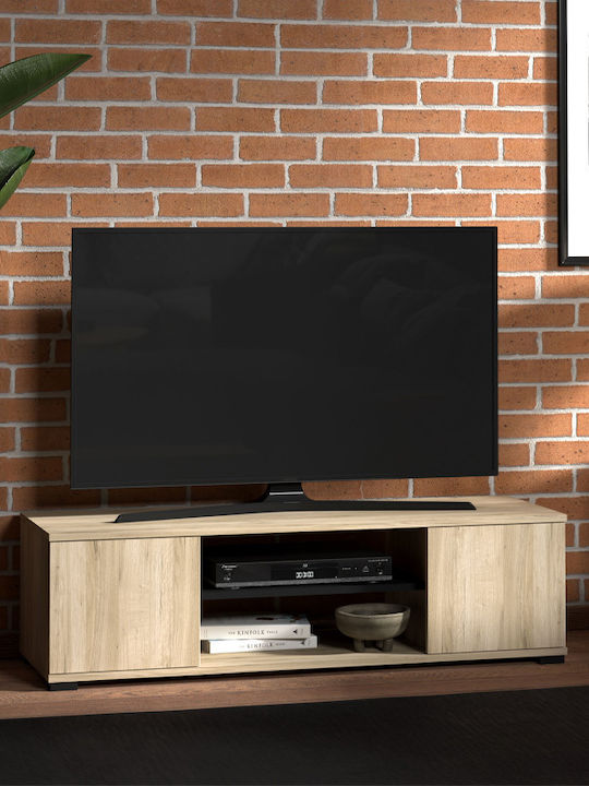 TV Stand Wooden Bologna Grey Oak / Black L120xW40xH34cm