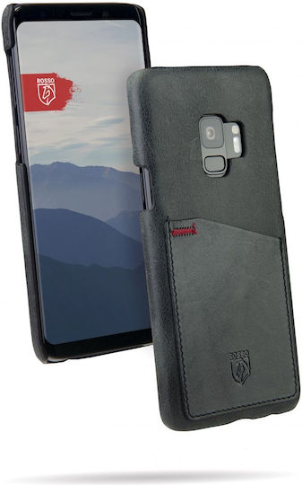 Rosso Select Umschlag Rückseite Leder Schwarz (Galaxy S9)