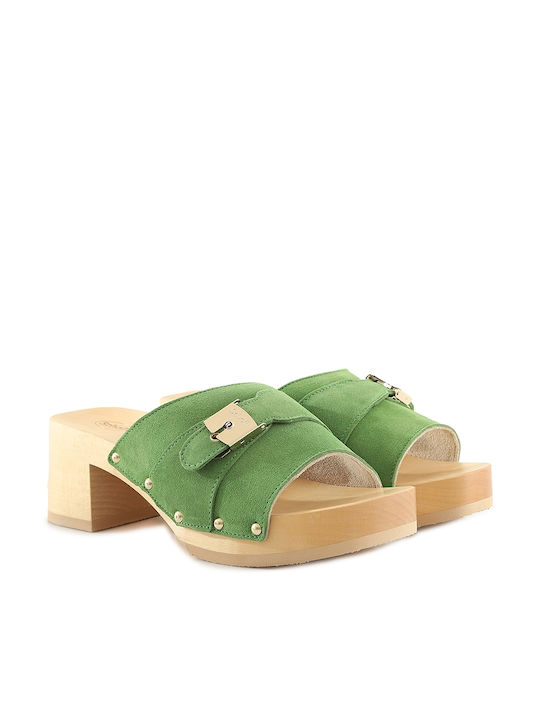 Scholl Sarah Heel Mules Green