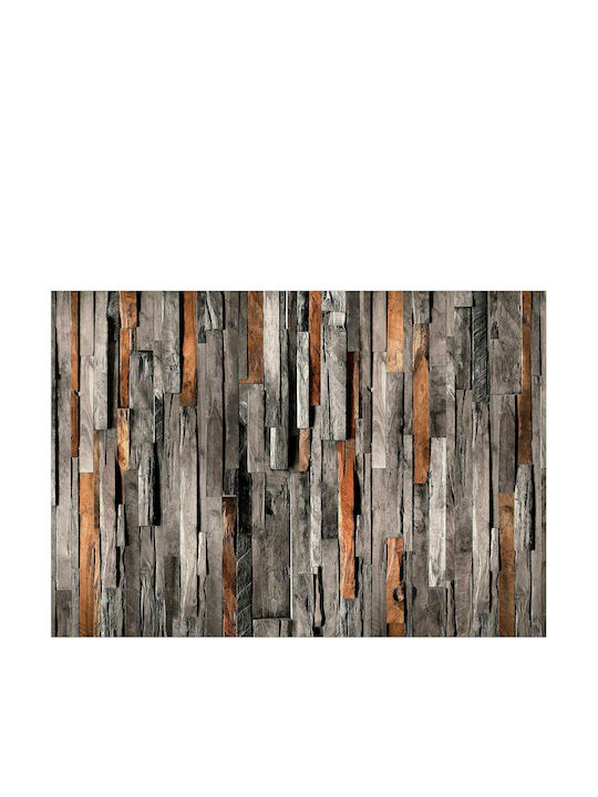 Autocolantă Fototapet de Perete 392x280cm Wooden Curtain (Grey and Brown) Gri