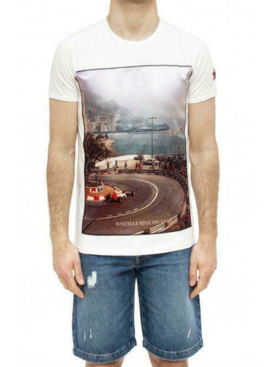 t-shirt BASTILLE Icon MONTECARLO bianco alcantara