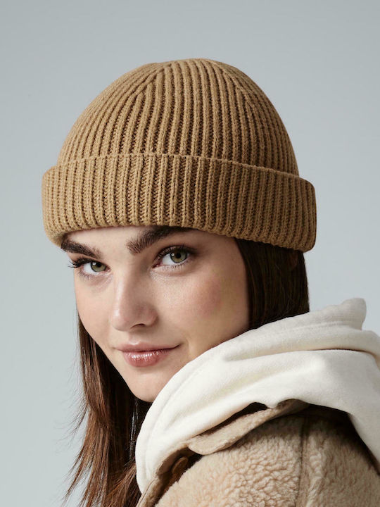 Beechfield Ribbed Beanie Cap Beige