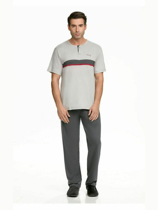 Odyssey Men's Summer Cotton Pajamas Set Gray