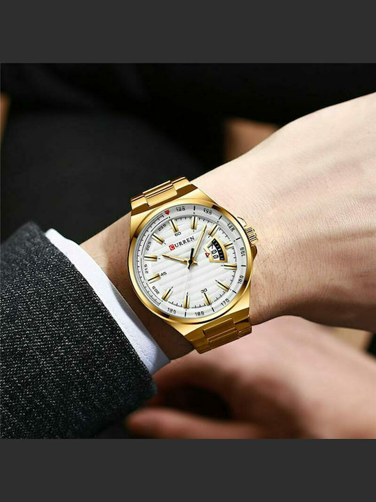 Curren Men's Watch 45mm Battery with Gold Metal Bracelet