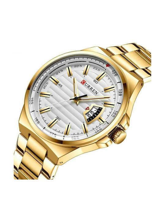 Curren Men's Watch 45mm Battery with Gold Metal Bracelet