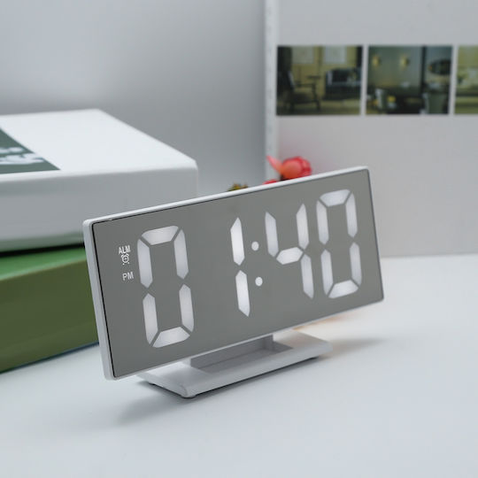 DS-3618L Tabletop Digital Clock LED Plastic With Alarm Clock White