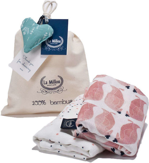 La Millou Fly me to the Moon Musselin-Kuscheldecke Rosa 100x120cm.