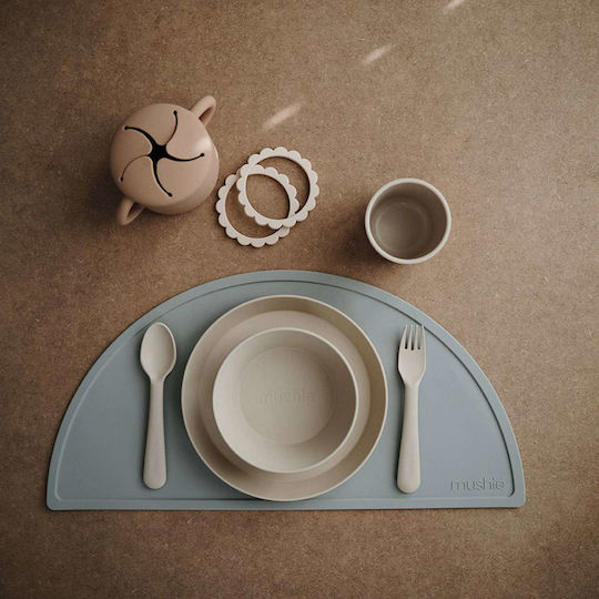 Mushie Παιδικό Μπωλ Φαγητού Dinnerware από Πλαστικό Μπεζ 2τμχ