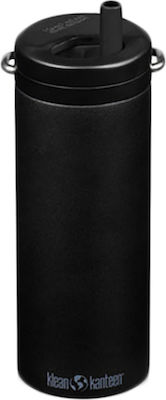 Klean Kanteen TKWide Ποτήρι Θερμός Ανοξείδωτο BPA Free Μαύρο 470ml με Καλαμάκι Twist Cap Shale