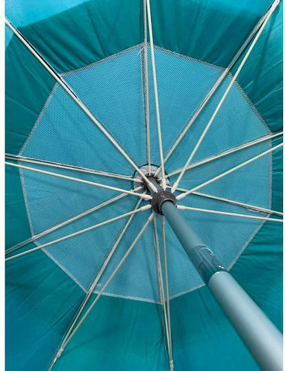 Campo Campo Tropic 230 Strandsonnenschirm Aluminium Durchmesser 2.2m mit UV Schutz und Strand Sonnenschirm Blau