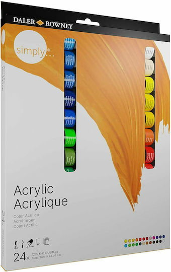 Daler Rowney Simply Acrylic Paint Set in Multicolour color 12ml 24pcs