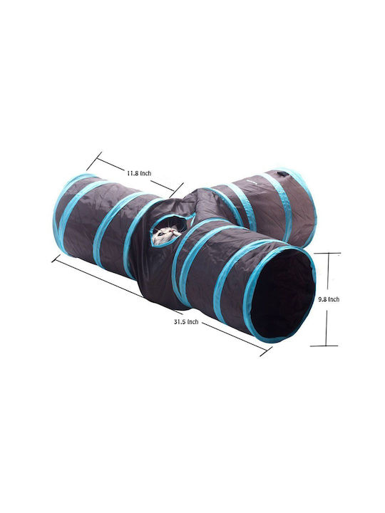 West Paw Cat Toy Tunnel Cat Tunnel Toy with 3 Exits in Black Color 80x55x25cm