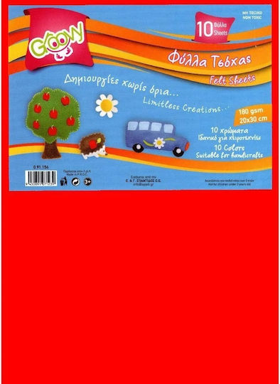 Groovy Felt 10 Sheets Chalk Block 10 Colors 20x30cm 0.91.154 30x20cm