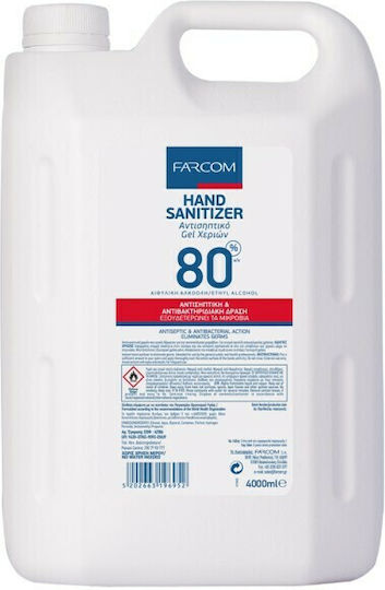 Farcom Αντισηπτικό Gel Χεριών με 80% Αλκοόλη 4lt