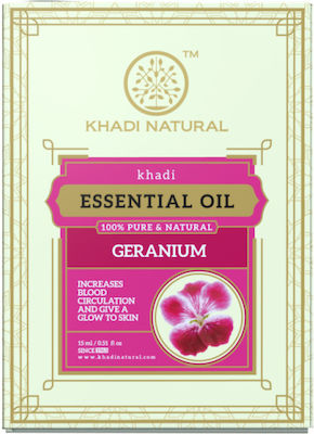 Khadi Natural Βιολογικό Αιθέριο Έλαιο Γεράνι με Σταγονόμετρο 15ml