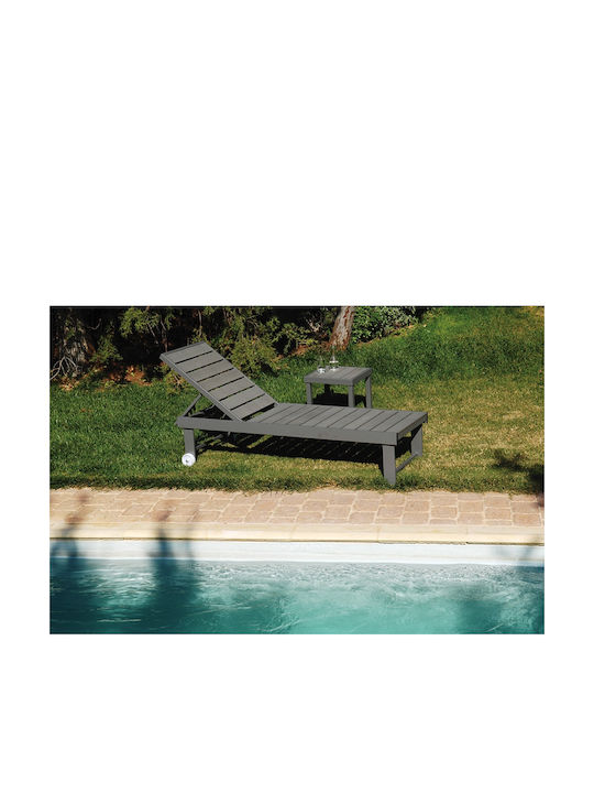 Deckchair Aluminum Gray 196x63x38cm.