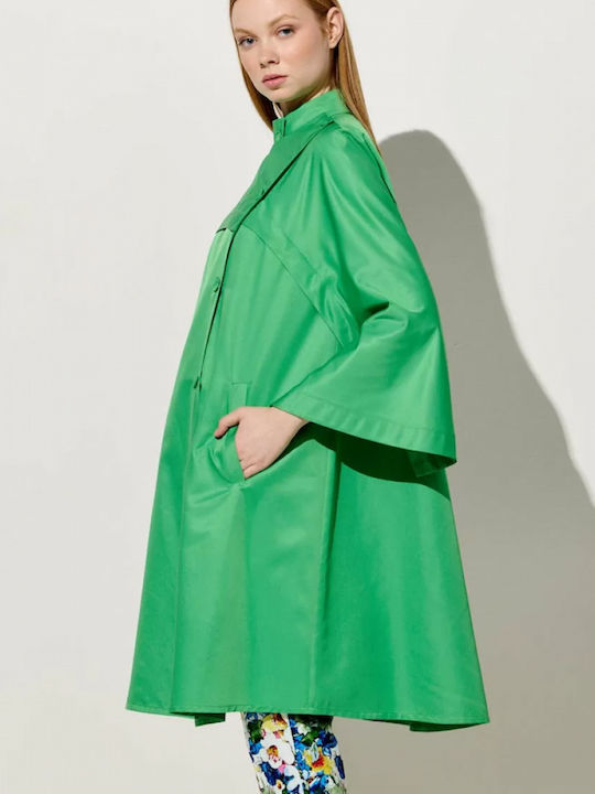 Women's Green Coat with Buttons