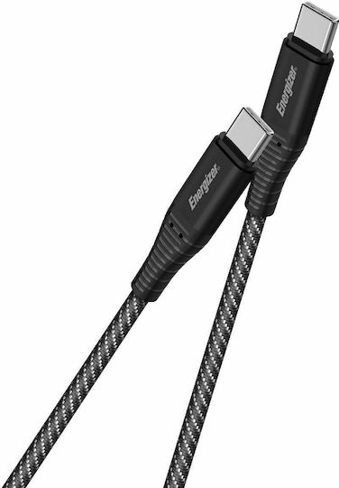 Energizer Braided USB 2.0 Cable USB-C Male - USB-C 100W PD Black 2m C541CKBK