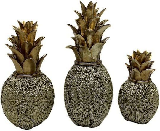 Karvounis Decorative Pineapple Shinny made of Polyresin Gold/Green 10x10x21cm 1pcs