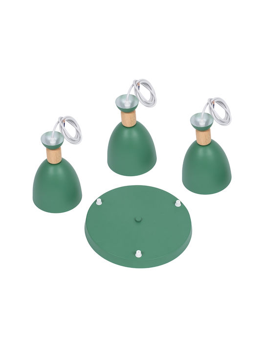 GloboStar Ava Pendant Light Green Bell with Socket E27 35x35x130cm