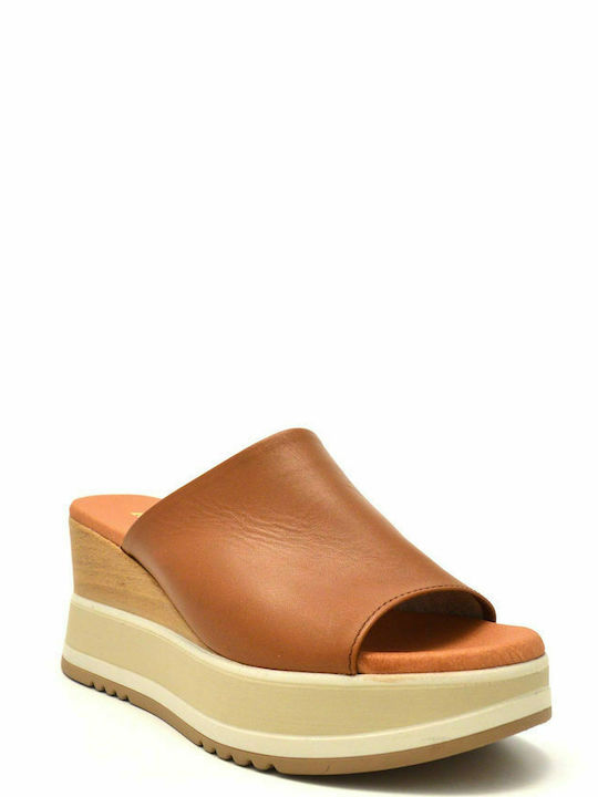 Ragazza Anatomic Women's Leather Platform Wedge Sandals Tabac/Beige