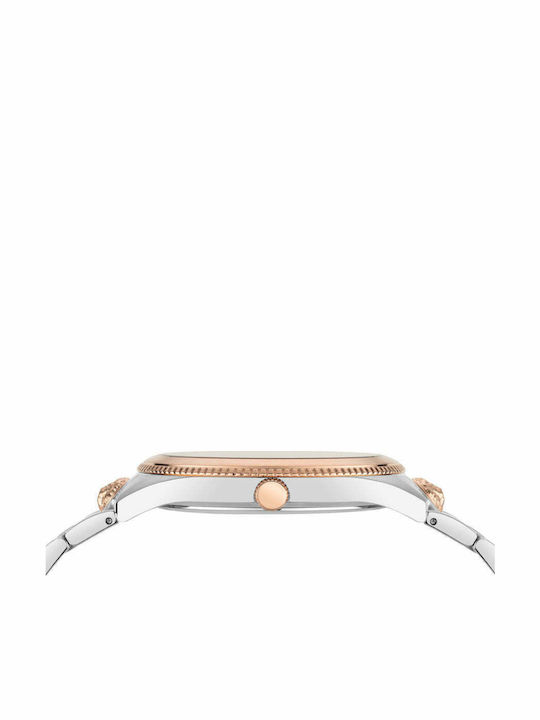 Versus by Versace Highland Park Herrenuhr 44mm Batteriebetrieb mit Rostfreier Stahlarmband Silber/Roségold