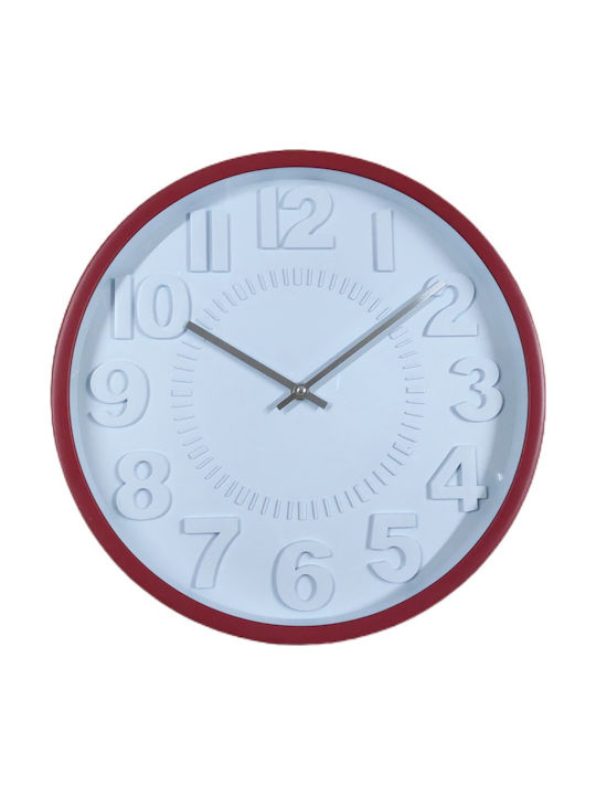 Homeplus Wall Clock Plastic Red Ø41cm