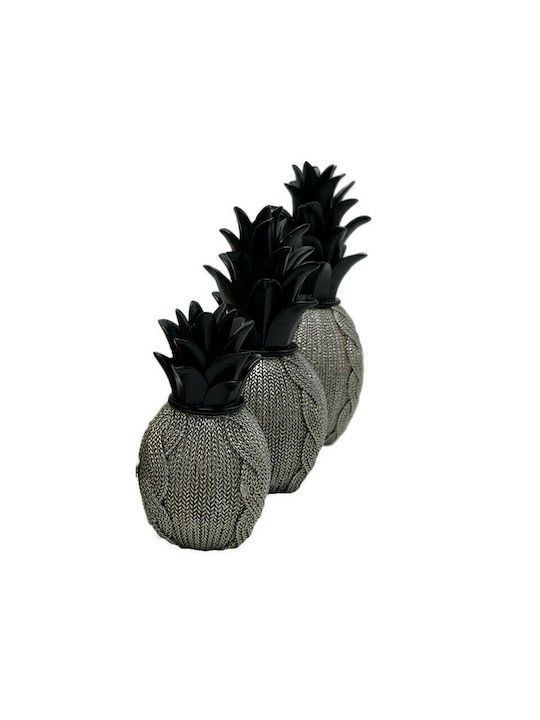 Karvounis Decorative Pineapple Shinny made of Polyresin Black/Silver 10x10x21cm 1pcs