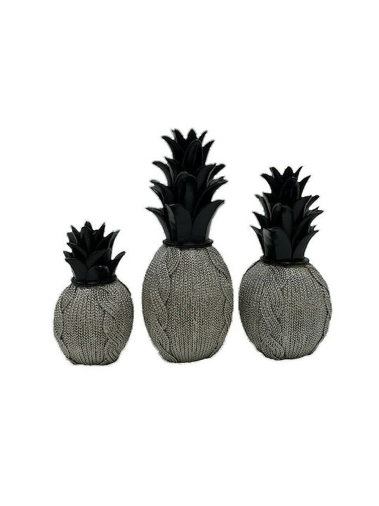 Karvounis Decorative Pineapple Shinny made of Polyresin Black/Silver 10x10x21cm 1pcs