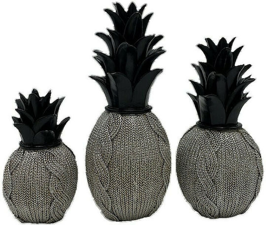 Karvounis Декоративен Ананас Shinny от Полиретан Black/Silver 9x9x15см 1бр Karvounis Декоративен Ананас Shinny от Полиретан Black/Silver 9x9x15см 1бр
