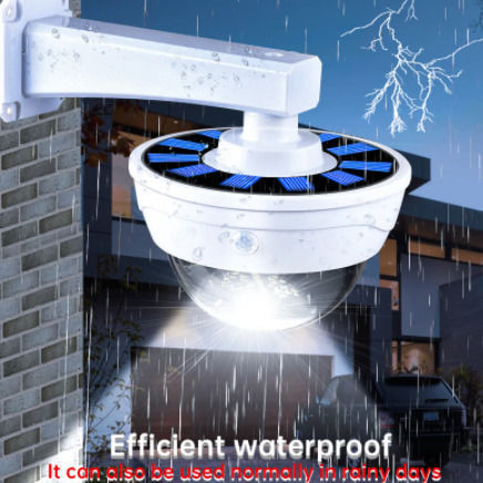 Solar Dummy Surveillance Dome Camera with LED Lighting White