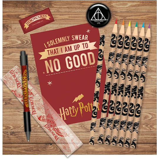 Blue Sky Studios Harry Potter Deluxe Schreibwaren Kinder Schreibwarenset mit Bleistift, Spitzer, Radiergummi, Notizbuch, Kugelschreiber, Mechanischer Bleistift und Lineal