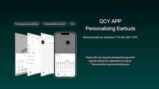 QCY T18 In-ear Bluetooth Handsfree Ακουστικά με Θήκη Φόρτισης Λευκά