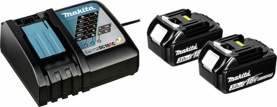 Makita Set 2 Werkzeugbatterien Lithium 18V Kapazität 3Ah mit Ladegerät BL1830B