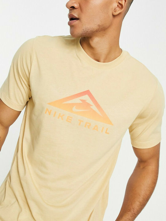 Nike Trail Bărbați T-shirt Sportiv cu Mânecă Scurtă Dri-Fit Sesame