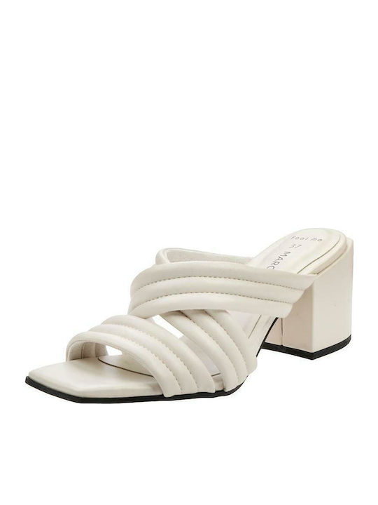 Mules with Chunky High Heel OffWhite